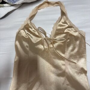 Marshalls Satin Halter Top in Gold